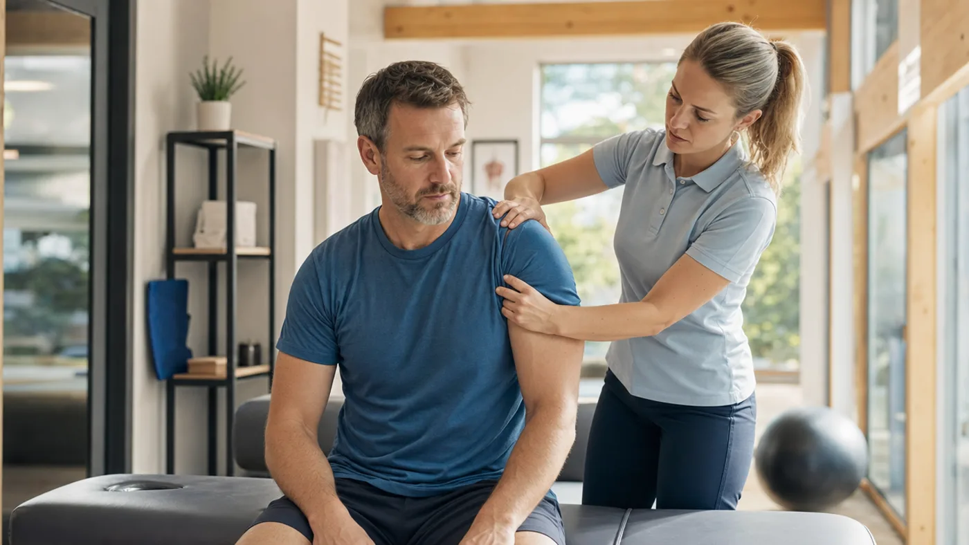 Fisioterapeuta tratando a un paciente en su clínica